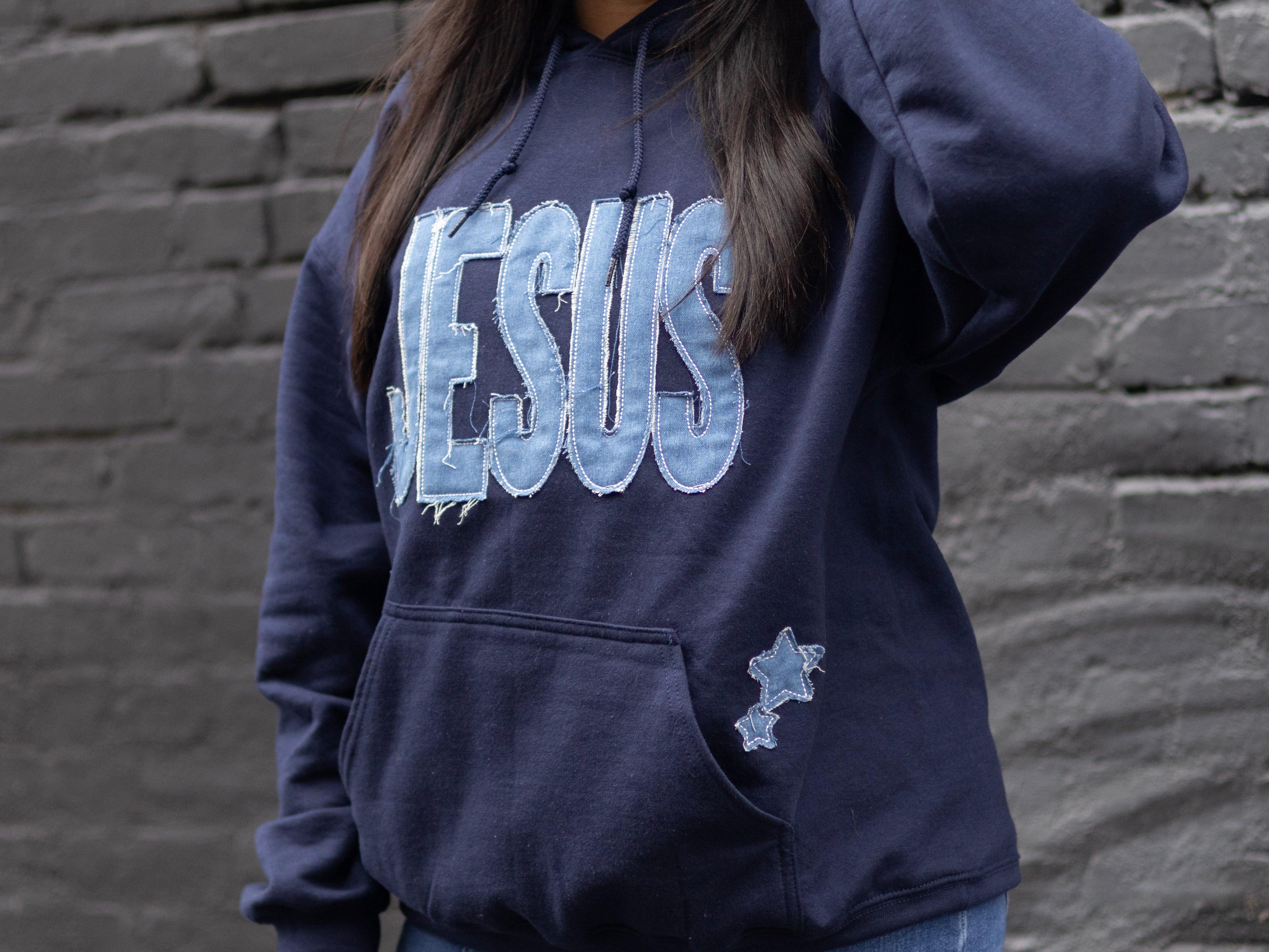 Jesus & Start Distressed Hoodie